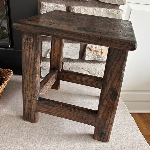 Other - Vintage Primitive Small Stool Wooden Dark stain Rustic Earthy Decor Plant Stand